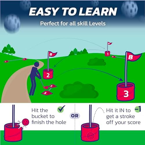 bucketgolf Game The Original Ultimate Backyard Lawn Golf Game for Family, Adults and Kids - Portable 6 Hole Golf Course Play Outdoor, Lawn, Park, Beach, Yard. — view 5