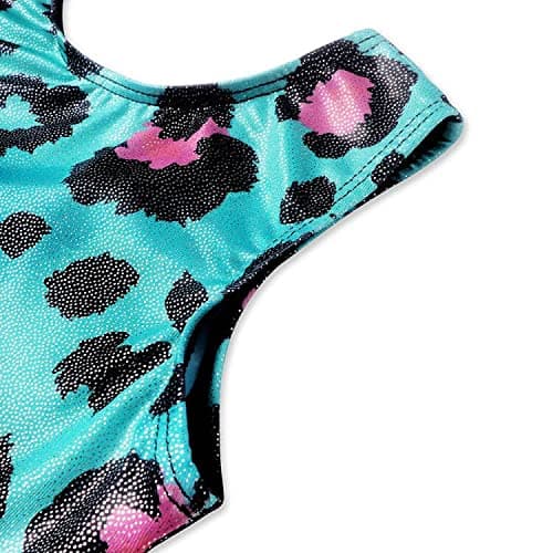 EQSJIU Girls Gymnastics Leotards Size 7-8 Years Old with Shorts Pink Leopard Light Blue Biketard for Kids Bodysuits Black Pink Clothes — view 6