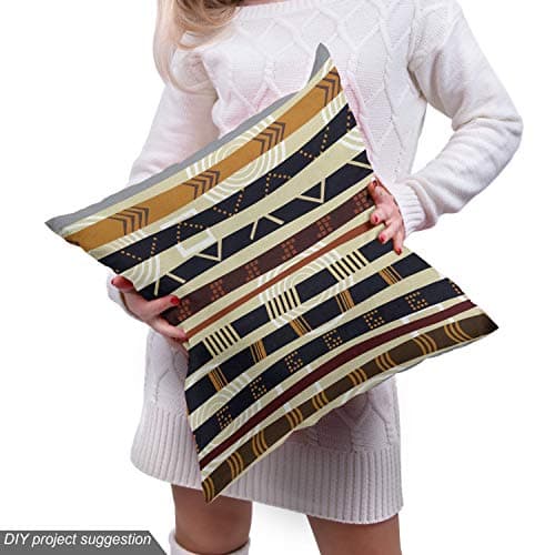 Ambesonne Abstract Fabric by The Yard Ethnic Style Geometric Forms Striped Pattern on Bold Earth Tones Decorative Material for Modern Farmhouse Decor Upholstery and Home Accents 1 Yard Orange Cream — view 4
