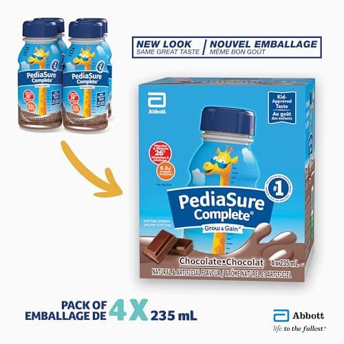 PediaSure Complete, Nutritional Supplement, Kids Nutritional Shake That Can Be Used As Breakfast Drink With Meal, Chocolate, 4 x 235-mL Bottles — view 2