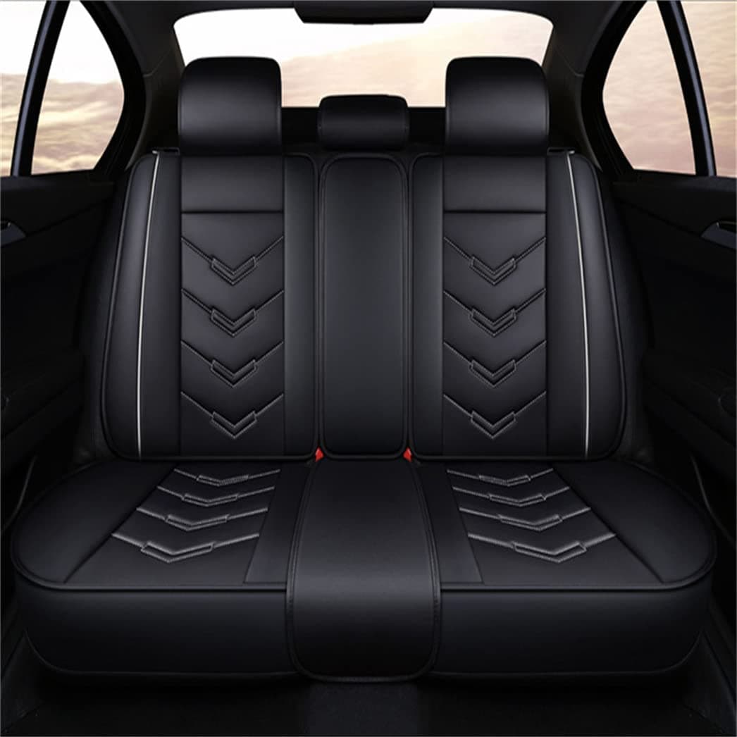 Car Seat Covers 5 Seat Leather Compatible with Ford Ranger 2020-2022 Vehicle Seat Cover Full Set Cushion Front Rear Seat Protectors (Black White) — view 2
