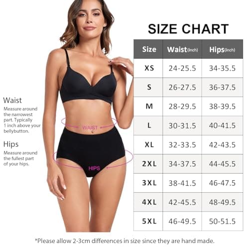 wirarpa Women's Cotton Underwear High Waist Briefs Ladies Soft Comfortable Panties 5 Pack Black Large — view 4