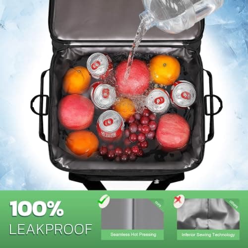 MIYCOO Cooler Bag with Wheels Double Deck - 60 Can Leakproof Insulated Portable Soft Lunch Cooler, Extra Large Expandable Ice Chest Cooler for Beach, Picnic, Camping, Shopping — view 2