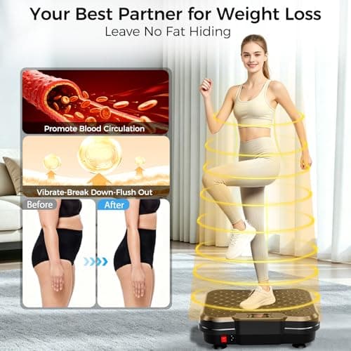 Trekora Vibration Plate Exercise Machine, Curved Vibration Plate for Lymphatic Drainage Weight Loss, 400 Lbs Capacity Shake Platform with 250 speeds Full Body Workout Equipment for Home Women Men — view 5