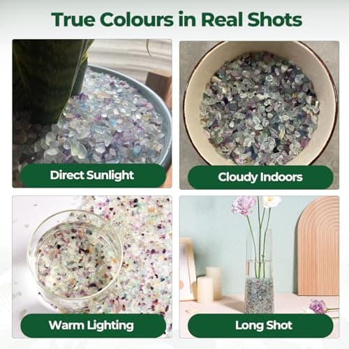 T4U Crystal Chips Stone Crushed Quartz Glass 0.5LB - Fluorite Tumbled Gravel Small Decorative Pebbles Bulk, Mini Polished Rocks Pieces for Crafts, Vases Filler, Succulent Plants, Aquarium Gravel Rocks — view 3