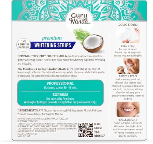 GuruNanda Teeth Whitening Strips Kit - 7-Day Treatment with Non-Slip, Dry Strip Technology - Whitening Designed with Care for a Brighter Smile — view 12