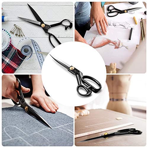 Heavy Duty Sewing Scissors for Dressmakers, Fabric Shears for Clothing and Upholstery, Craft Scissors (Black, 9 Inch) — view 6