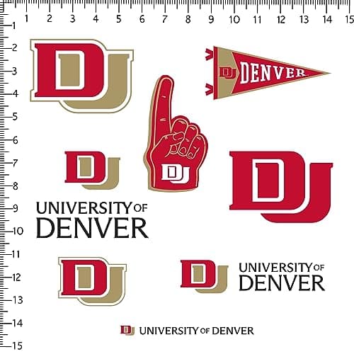 University of Denver 8ct Vinyl Large Deluxe Stickers Variety Pack - Laptop, Water Bottle, Scrapbooking, Tablet, Skateboard, Indoor/Outdoor - Set of 8