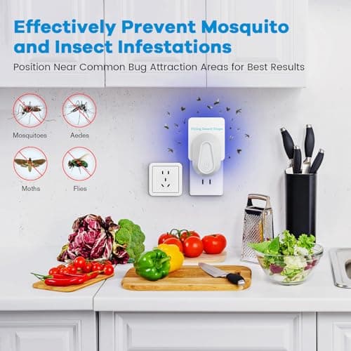 Flying Insect Trap Kit Indoor Fly Trap Fruit Fly and Gnat Trap w/ 2 Traps and 6 Sticky Refills Plug-in Device Bug Catcher for Mosquitoes, Moths, and etc