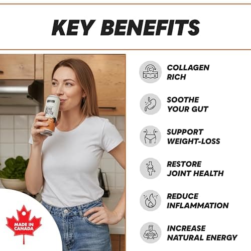BROYA Classic Beef Bone Broth In A Can - 100% Grass Fed & Finished Beef Broth - Collagen Protein Rich - Canadian Made – Keto and Paleo Friendly, Gluten-Free - 6 Cans, 237 ml Each — view 2