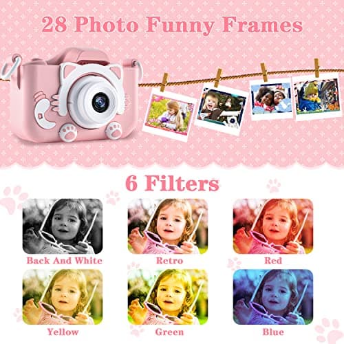 CIMELR Kids Camera Toys for 3 4 5 6 7 8 9 10 11 12 Year Old Boys/Girls, Kids Digital Camera for Toddler with Video, Christmas Birthday Festival Gifts for Kids, Selfie Camera for Kids, 32GB SD Card — view 3