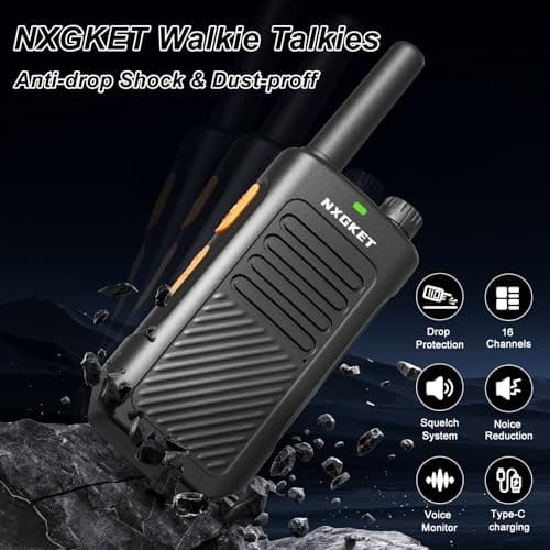 Walkie Talkies for Adults, 2 Pack Rechargeable Walkie Talkies Long Range Two Way Radios with 16 FRS Channels, 1500mAh Battery for Camping, Hiking and Cruises