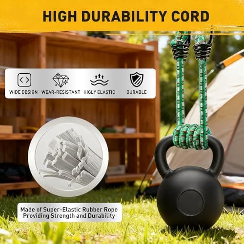 Bungee Cords Heavy Duty Outdoor: 20 Pcs Premium Rubber Bungee Cords with Hooks in a Storage Jar Includes 10", 18", 24", 30", 36", 48" Bungee Cord for Camping, Tent, Fastening Items — view 4