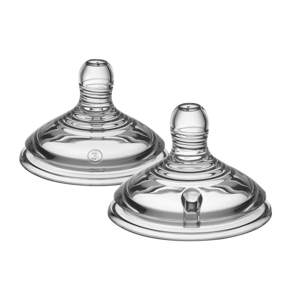 Tommee Tippee Natural Start Baby Bottle Teats, Fast Flow for 6m+, Pack of 2 Breast-Like Teats for a Natural Latch, with Anti-Colic Valve and BPA Free Soft Silicone