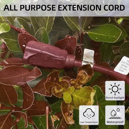 YOJOE Indoor Outdoor Extension Cord, 3 Prong 13A Weatherproof Power Cord, 16 Gauge Heavy Duty 20 ft Brown Extension Cord for Garage, Garden and Home, 16/3 SJTW UL Listed — view 5