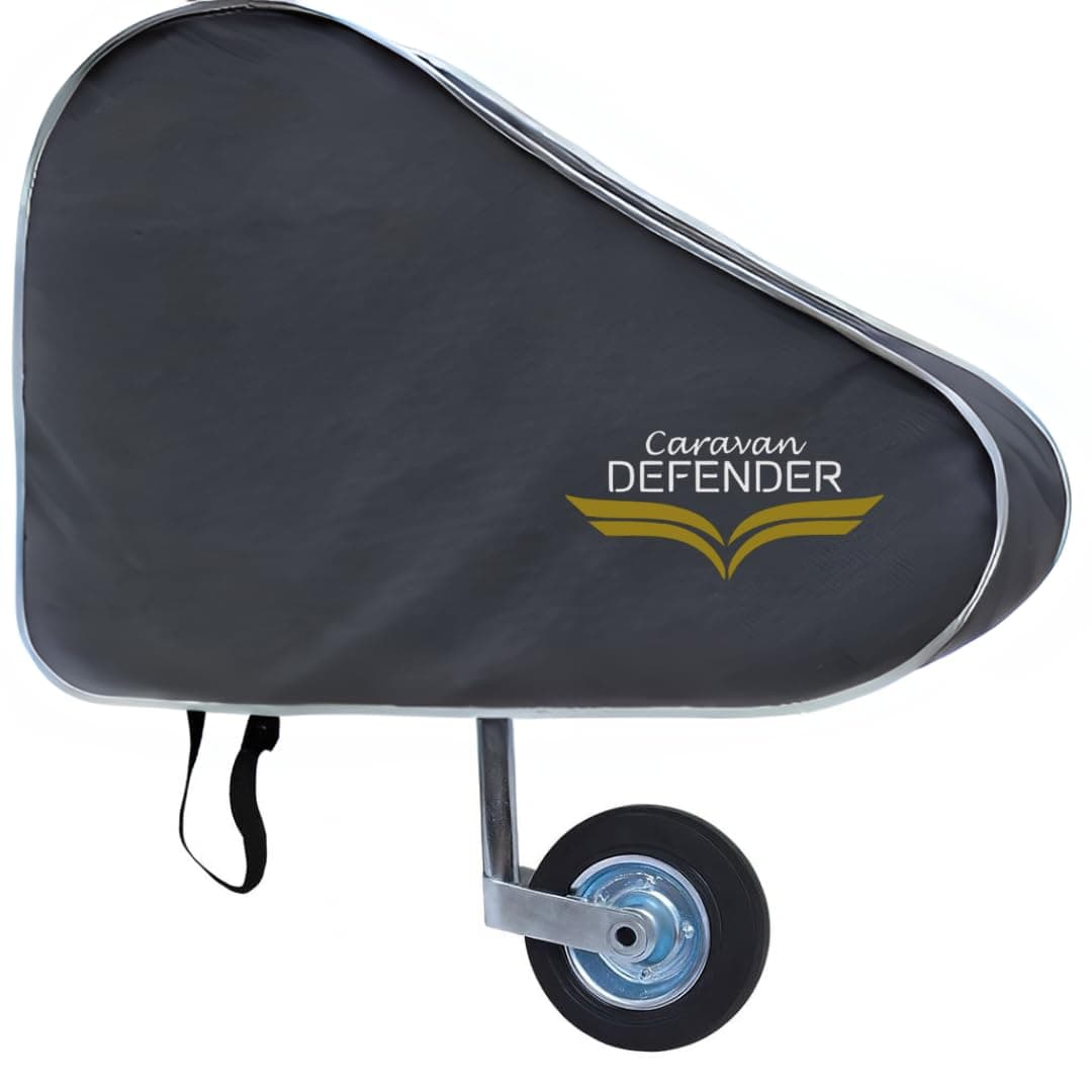 Caravan Defender Tow Hitch Cover | Universal Waterproof Trailer Hitch Protector with Straps – Towing Accessory for Caravans and Trailers (Dark/Silver Trim)