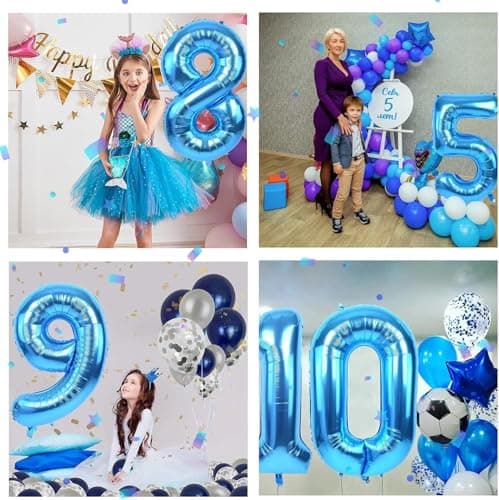 40 inch Blue Number Balloon Giant Foil Helium Balloons Blue Number 1 Balloon for 1st Birthday Party Decorations — view 2