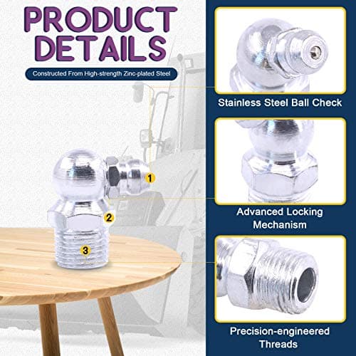 Swpeet 206Pcs Hydraulic Fitting Kit - M6 M8 M10 Straight 45 Degree 90 Degree Angled Grease Zerks for Broken Zerk Fitting — view 3