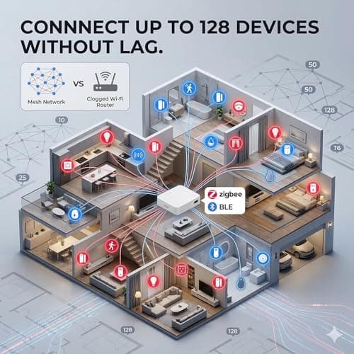 Toyanc Smart Multi-Mode Gateway, Zigbee 3.0 & Bluetooth Mesh Hub, Tuya Smart Life App Control, Compatible with Alexa & Google Home, 2.4GHz Wireless Bridge (White) — view 3