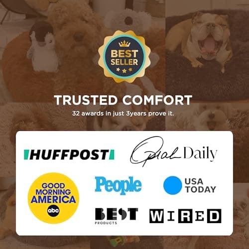 Bedsure Calming Dog Bed Medium Size Dog Donut Washable Pet Bed,30ins Camel — view 4