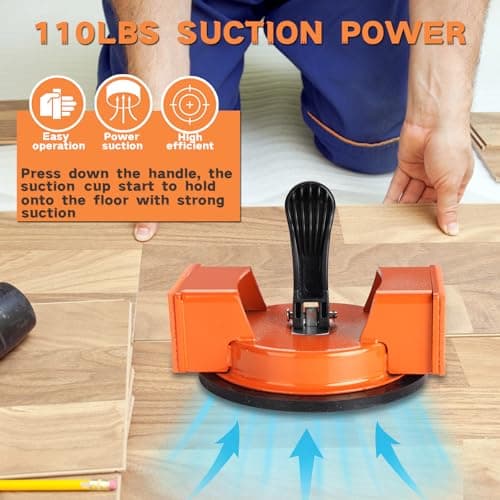 REXBETI Floor Gap Fixer Tool, Plank Gap Repair Kit, Heavy Duty Suction Cup Laminate Flooring Tool, Double Widened Striking Face, 10pcs Sticky Pads for Fixer Laminate/Vinyl Flooring/Hardwood — view 4