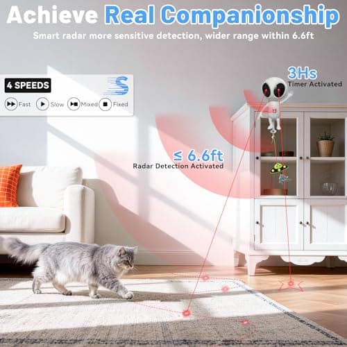 ORSDA Laser Cat Toys, 2 in 1 Automatic Dual Laser & Catnip UFO Dangler Cat Toys for Indoor Cats, Truly Random Trajectory Radar Motion-Activated, Rechargeable 4 Modes, Clamp Design, White — view 4