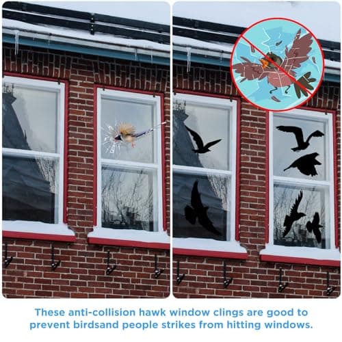 Hianjoo 37 Piece Large Size Anti-Collision Bird Stickers Alert Decals for Preventing Bird Strikes, Black — view 2