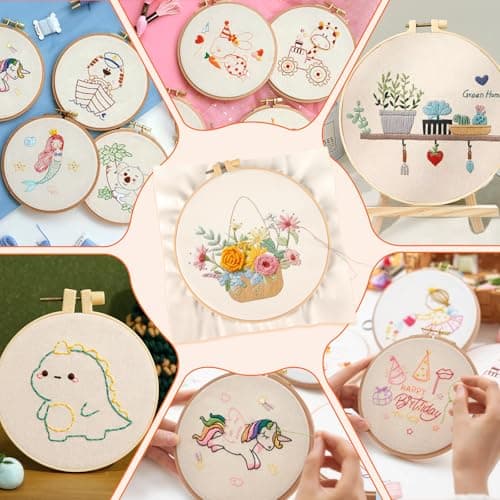 10 PCS Beige Natural Cotton Embroidery Fabric Cloth (9.8 × 9.8 Inch) — view 4