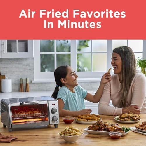 BLACK+DECKER Crisp 'N Bake Air Fry Countertop Convection Toaster Oven, Medium Capacity, 4-Slice, 5-in-1, Fits 9” Pizza, 30-Min Timer, Bake, Broil, Air Fry, Toast, Keep Warm, Stainless Steel — view 2
