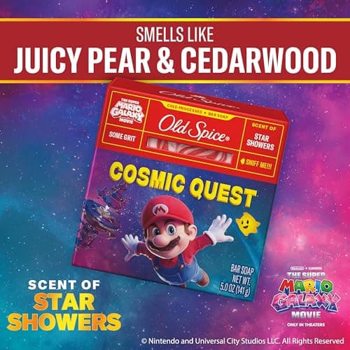 Old Spice Bar Soap for Men, x The Super Mario Galaxy Movie, Cold Pressed with Grit, Made with Natural Oils & Plant Based Cleanser, Star Showers with Juicy Pear & Cedarwood Scent, 5.0 oz — view 3