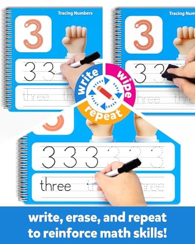 Coogam Math Learning Game for Kids Age 3-8, Number Tracing Handwriting Practice Workbook, Math Addition and Subtraction, Montessori Educational Preschool Learning Activities Gift Toy — view 4