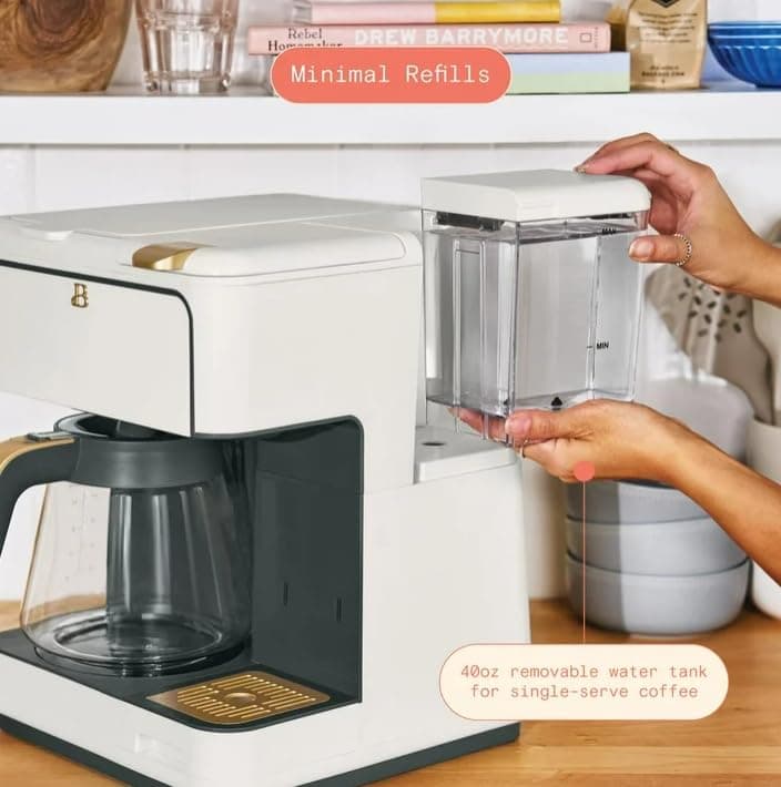 Beauti Multi Brew 12 Cup Programmable Drip & Single Serve Coffee Maker, Versatile Brewing (6oz, 8oz, 10oz, 12oz, 14oz), Pods or Ground, Over Ice option, Keep Warm mode (White) — view 6