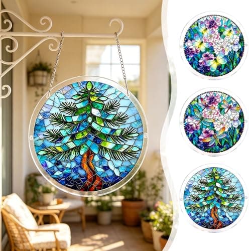 Acrylic Jigsaw Puzzle Suncatcher, 7.9in/20cm Acrylic Suncatcher Puzzle, Suncatcher Puzzle Kit, for Doors Garden and Window Hanging&Birthday Gift (G) — view 5