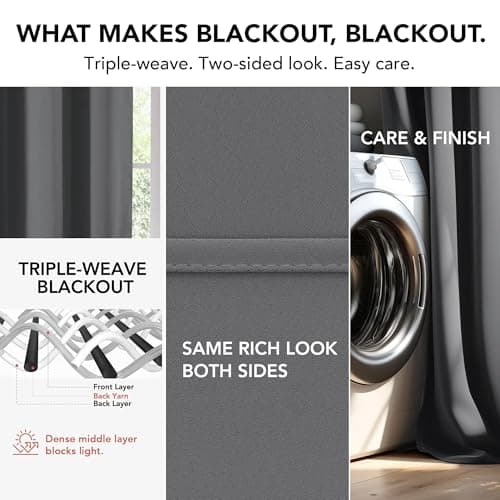 Deconovo Blackout Room Darkening Thermal Insulated Curtains, Energy Efficient & Noise Reducing Grommet Window Drapes for Bedroom, Living Room, Nuresrey, Kids Room, 42x84 Inch, 2 Panels, Light Grey — view 6