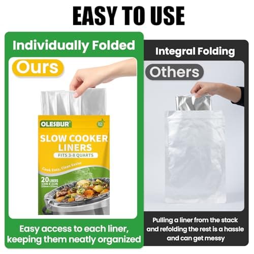 OLESBUR 20 Count Slow Cooker Liners, 13"x21", Fits 3-8 Quarts, Disposable Pot Liners Compatible with Crockpot, Oval Large Size, BPA-Free Cooking Bags, Kitchen Accessories, Cook with Ease — view 4