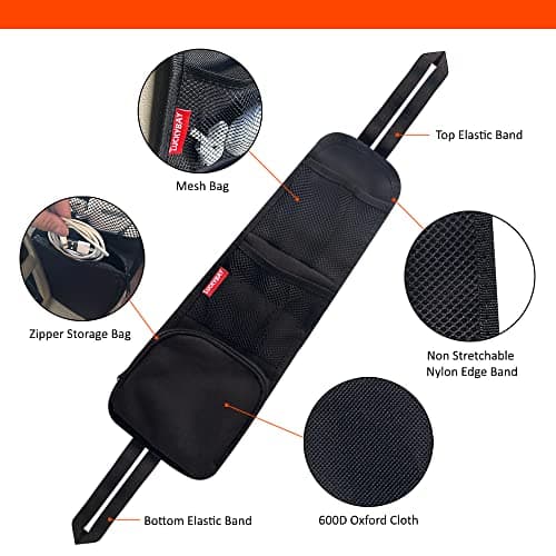 Luckybay Car Seat Side Organizer, Auto Seat Storage Hanging Bag, Phones, Drink, Stuff Holder with Mesh Pocket for Cars, SUV & Truck 2 Pack