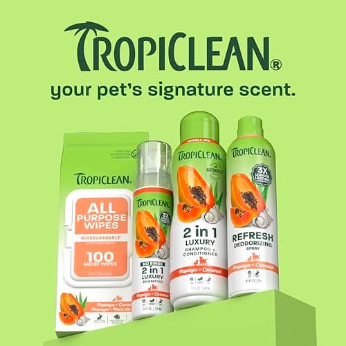 TropiClean 2-in-1 Dog Shampoo and Conditioner, Moisturizing Dog Detangler, Puppy Safe, Made in the USA, Papaya Scent, Cat & Kitten Safe, 20oz. — view 7