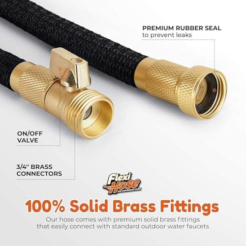 Flexi Hose Expandable Garden Hose with 8 Function Nozzle, 50FT - Lightweight Retractable Garden Hose, Water Hose - No-Kink Flexibility, 3/4 Inch Solid Brass Fittings and Double Latex Core — view 5