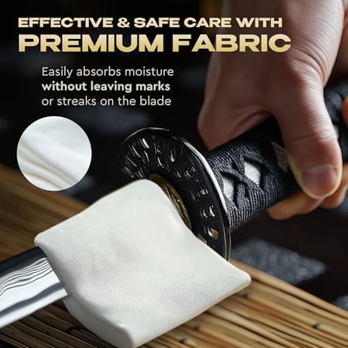Basic Katana Cleaning Kit with 5 pcs Cleaning Cloths and Bottle of Choji Oil - Maintenance Care Set for Samurai Swords - Care for Samurai Japanese Ninja Katanas Swords - Gift for Everyone New KCK 02 — view 4