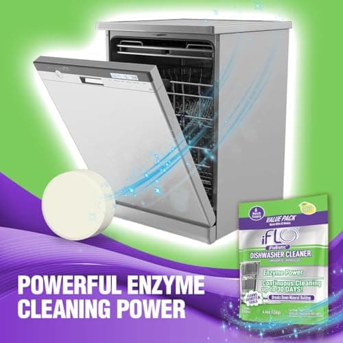 iFLO Dishwasher Cleaner Tablets with iFLObiotic – Deep Cleaning Dishwasher and Deodorizer Tablets to Eliminate Dish Washer Odor, Remove Residue & Freshen Dish Washer Machine Cleaner, 6 Pack — view 2