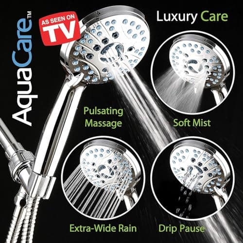 AquaCare High Pressure 8-Mode Handheld Shower Head - Anti-Clog Nozzles, Built-in Power Wash to Clean Tub, Tile & Pets, Extra Long 6 ft. Stainless Steel Hose, Wall & Overhead Brackets — view 5