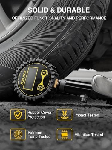 AZUNO Digital Tire Inflator with Pressure Gauge, 200 PSI, Heavy Duty Air Compressor Accessories, w/Rubber Hose Lock on Air Chuck and Quick Connect Coupler (Standard) — view 7