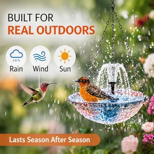 Solar Powered Hanging Bird Bath Fountain, 3-Tier Cascade Solar Water Fountain with Integrated Solar Panel, Upgraded Water Pump for Garden, Patio, Outdoor Bird Decor (Blue, Set A) — view 4