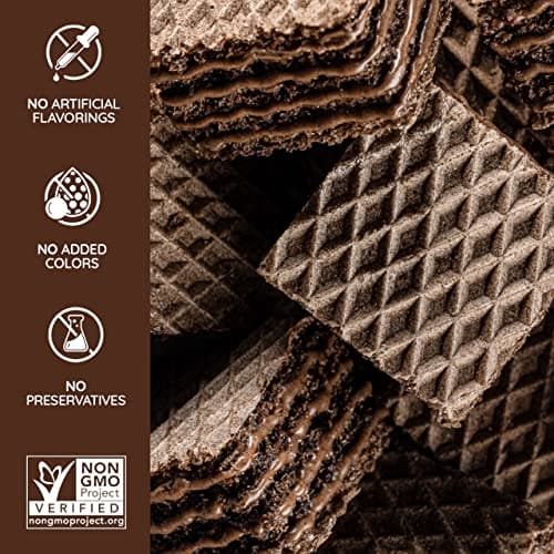 Loacker Quadratini Double Choc bite-size Wafer Cookies| LARGE Pack of 1 | Crispy Wafers with 4 creamy layers of finest Cocoa cream filling | great for snacks & desserts | Non GMO | No artificial flavorings, added colors or preservatives | 8.82 oz — view 2