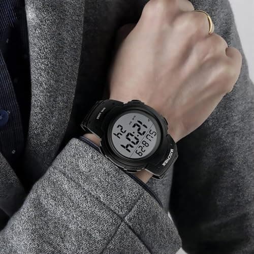 MJSCPHBJK Mens Digital Sports Watch, Waterproof LED Screen Large Face Military Watches for Men — view 3