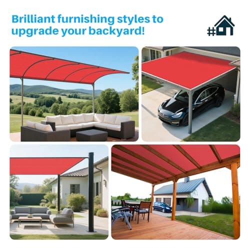 Patio Paradise 14' x 30' Sun Shade Cloth with Grommets Rectangle Shade Sail Canopy Pergola Cover with Straight Edge, UV Block Fabric for Backyard Deck Outdoor Activities, Red — view 4