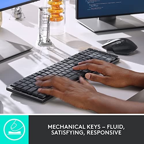 Logitech MX Mechanical Wireless Illuminated Performance Keyboard, Tactile Quiet Switches, Backlit Keys, Bluetooth, USB-C, macOS, Windows, Linux, iOS, Android, Metal, Graphite