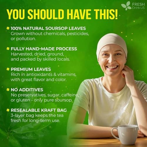 FreshDrinkUS, 240+ Premium Soursop Graviola Dried Leaves Tea, 230-250 Whole Soursop Leaves, Wildcrafted, Graviola , Guanabana , Hoja Guanabana, Loose Leaf Herbal , No Gluten, Vegan — view 2
