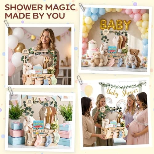 Wooden Baby Shower Crate Closet - Personalized Baby Gift Baskets with Hangers, Large Newborn Boys Girls Clothes Storage Box for Newborn New Parent — view 4