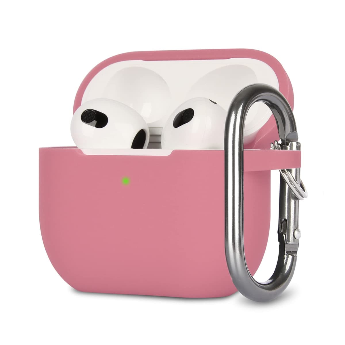 Funda de Silicona Compatible con AirPods 3, Anti-rasguños, Anti-Polvo, LED Frontal Visible, Funda Premium Silicona para AirPods 3.ª Generación (2021) con Mosquetón, Coral Orange — view 24